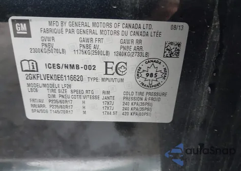 2014 GMC Terrain Sle-1 from USA, damaged, VIN 2GKFLVEK0E6116620